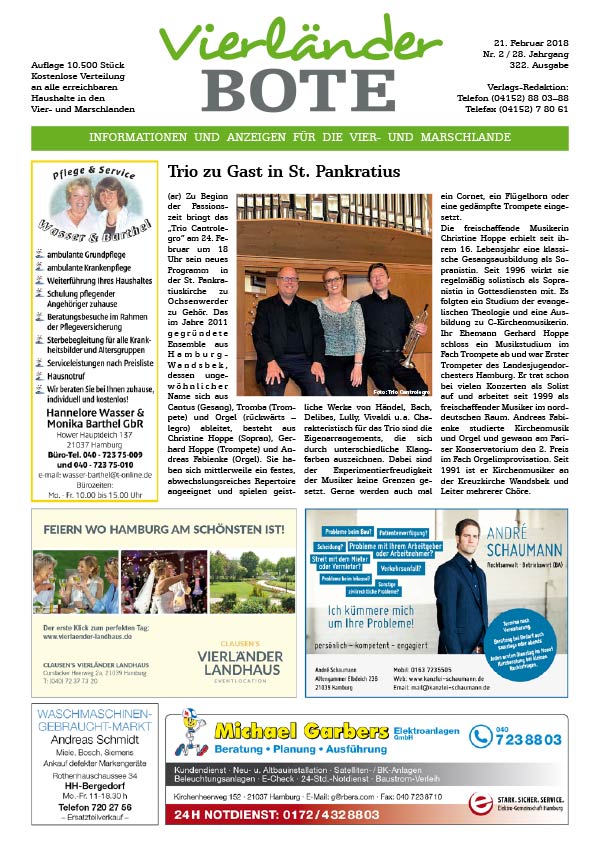 Vierländer Bote Ausgabe 02/2018 Titelseite