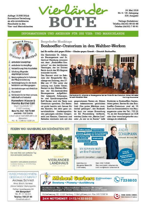 Vierländer Bote Ausgabe 05/2018 Titelseite