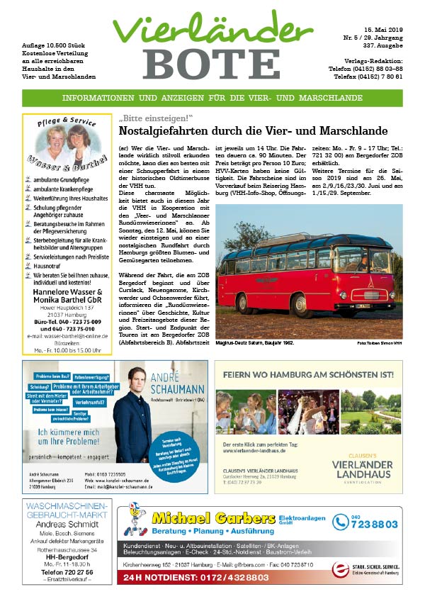 Vierländer Bote Ausgabe 05/2019 Titelseite